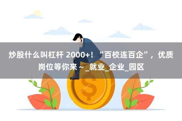 炒股什么叫杠杆 2000+！“百校连百企”，优质岗位等你来～_就业_企业_园区