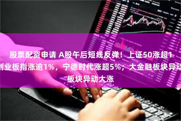 股票配资申请 A股午后短线反弹！上证50涨超1%，创业板指涨逾1%，宁德时代涨超5%；大金融板块异动大涨