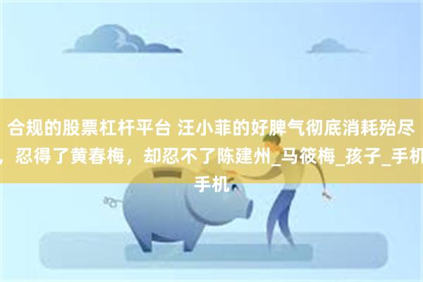 合规的股票杠杆平台 汪小菲的好脾气彻底消耗殆尽，忍得了黄春梅，却忍不了陈建州_马筱梅_孩子_手机